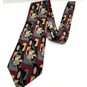Picasso OMBI Mens 100% Silk Tie Made in USA Abstract Art Print LONG 62" VINTAGE